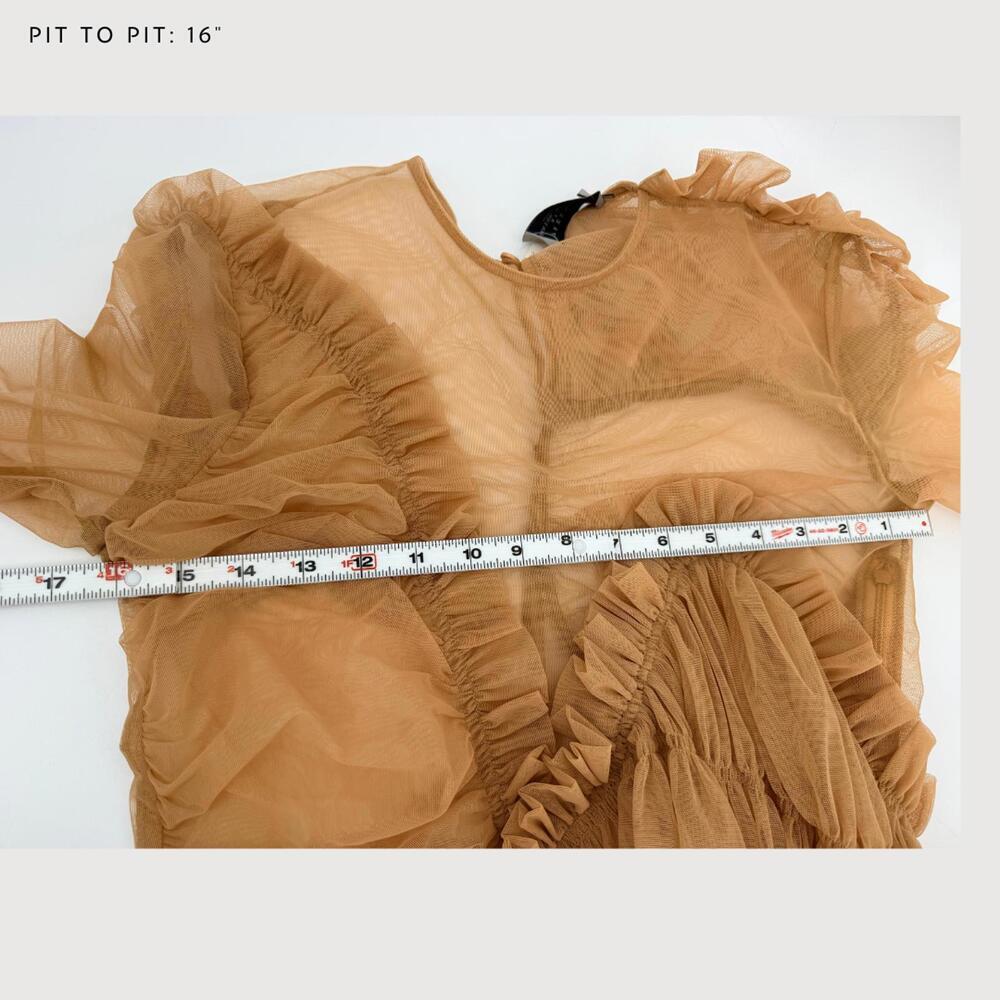 Preen Dress Echo Sheer Tulle Ruffle Nude L - Picture 6 of 9